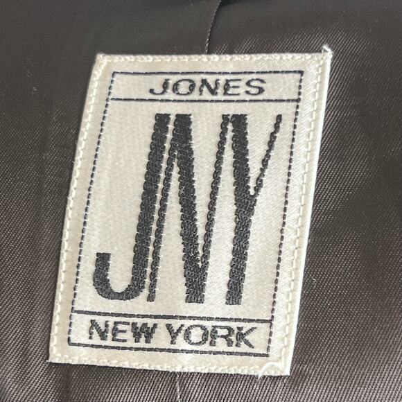 Vintage 90s Jones NY Coat Gray Wool Cashmere Long Hooded Jacket Sz Large - Picture 9 of 12